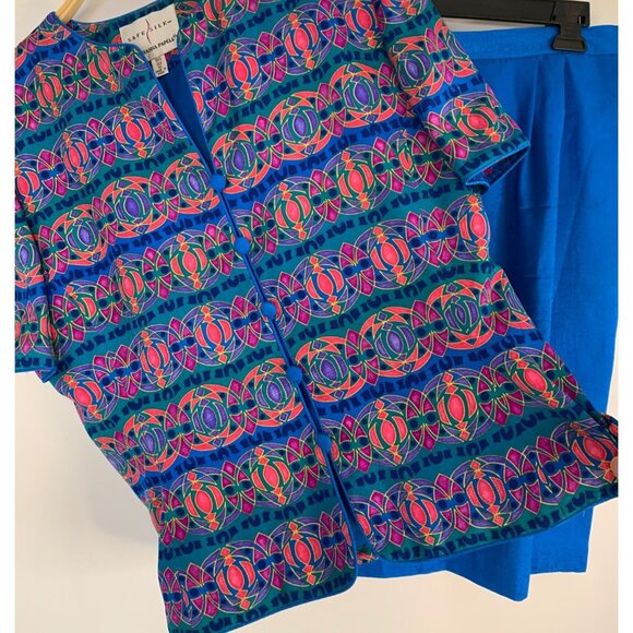 Safe Silk Adrianna Papell Womens 2-Piece Silk Skirt Set Size 8 RHH10562 Lined - Picture 2 of 12